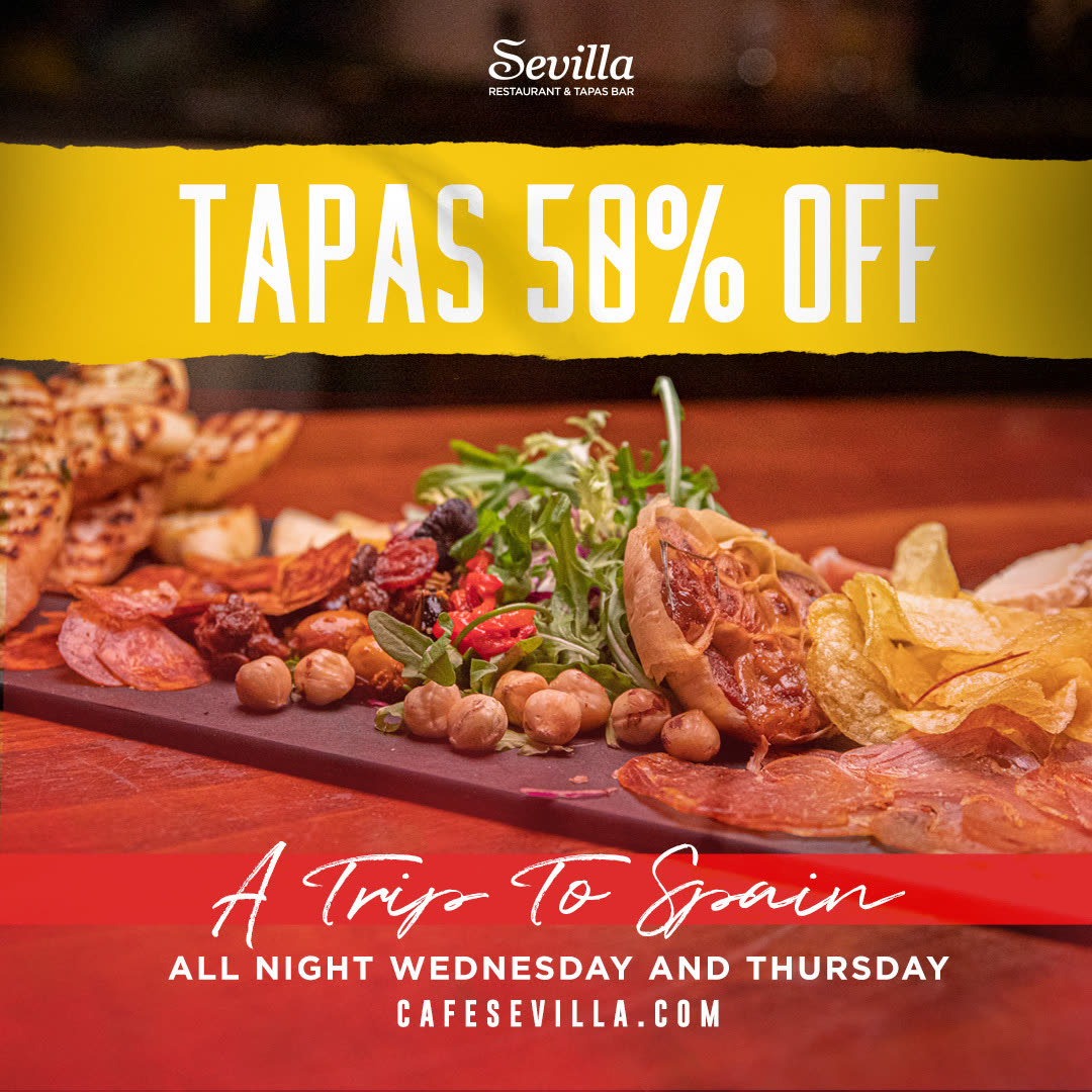 Half-price tapas: cured meats and toasted bread.