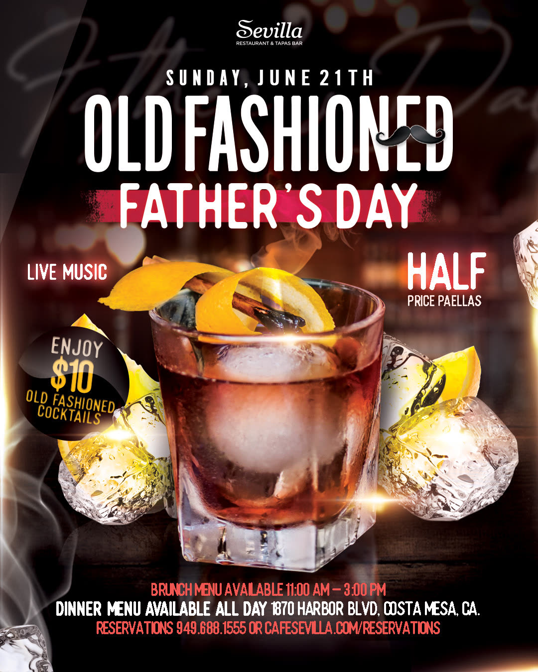 Old Fashioned Father's Day: $10 cocktails and half-price paellas.