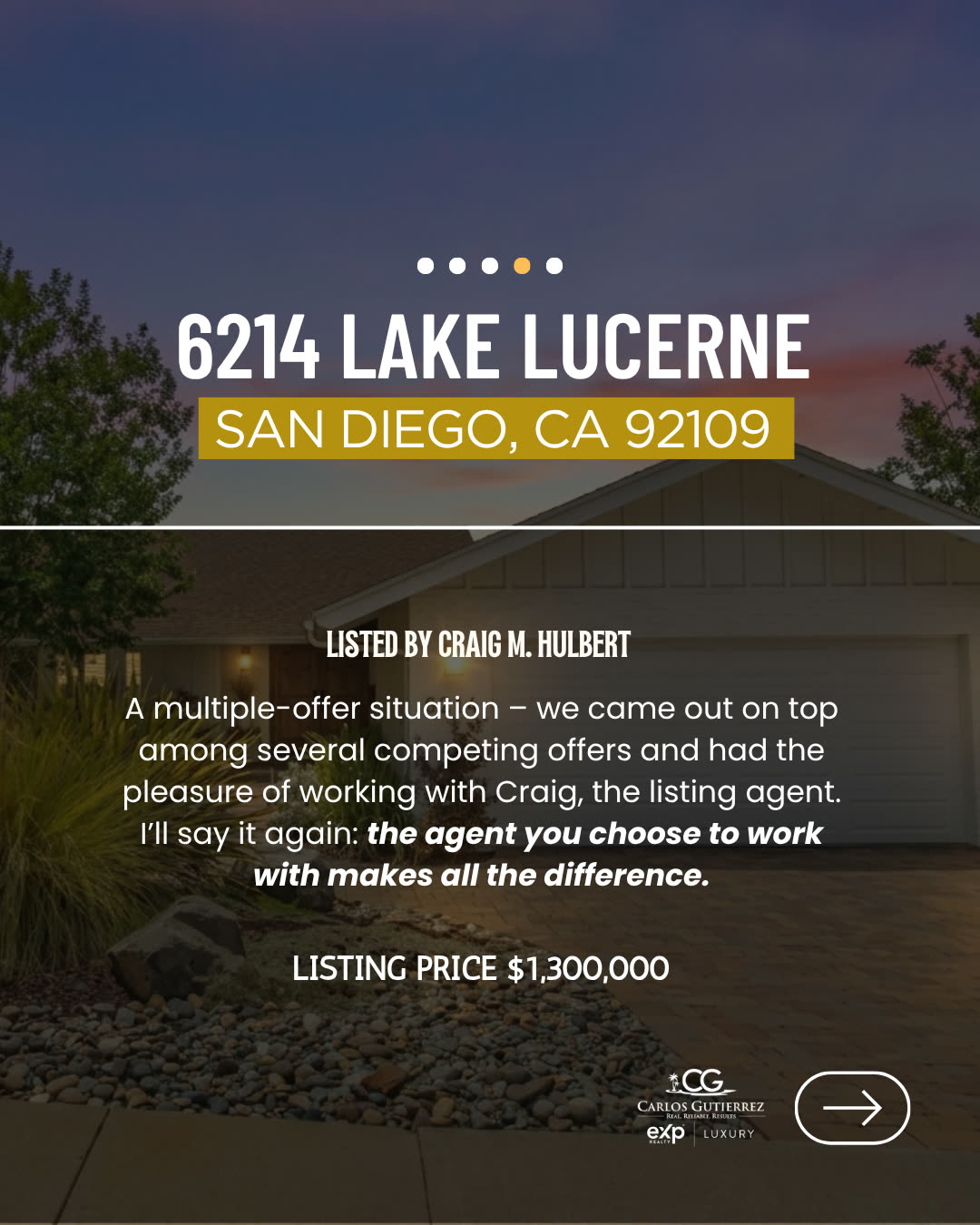 6214 Lake Lucerne at $1,300,000, won out of a multiple-offer situation.