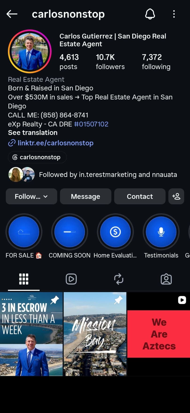 @carlosnonstop's profile: 10.7K followers and $530M in career sales.