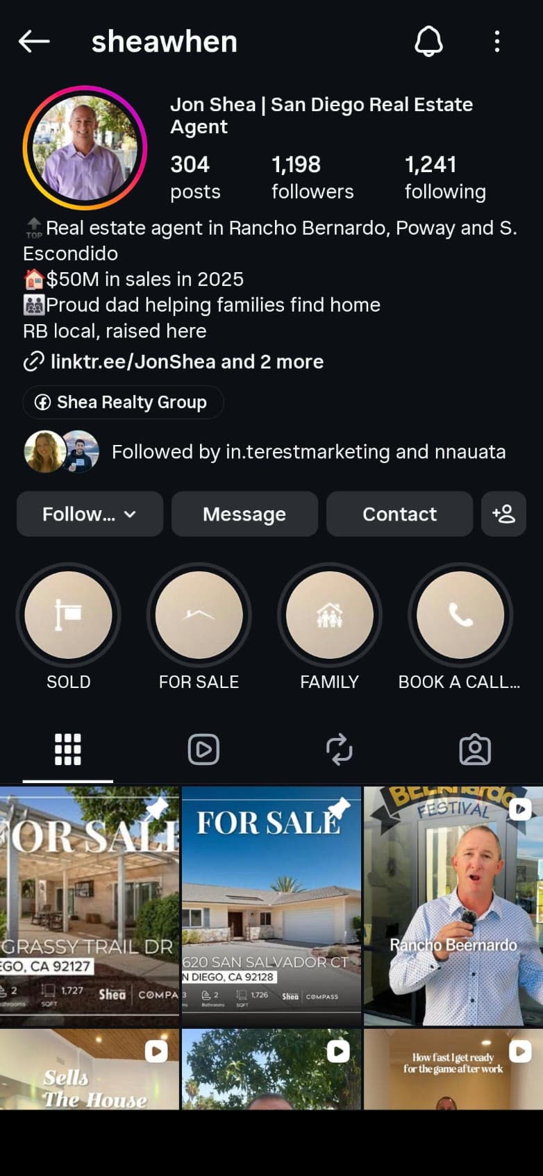 @sheawhen's profile: 1.2K followers, grid of For Sale and Sold listings.